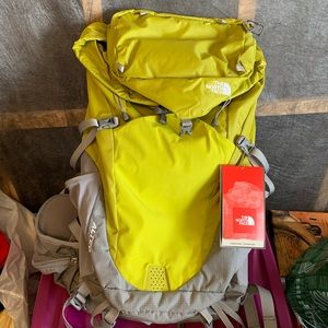 North Face backpack NEW with tags lime green gray